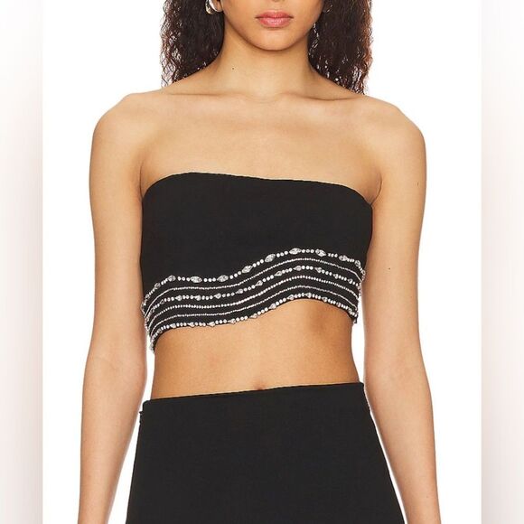 NBD Revolve Bruna Rhinestone Embellished Crop Top in Black Size Medium 198.00 - Picture 1 of 16